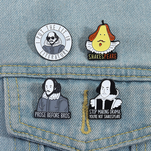 Shakespeare Men <span class=keywords><strong>Pin</strong></span> Vui Quote Dừng Làm Drama Trâm Văn Học Huy Hiệu Đồ Trang Sức Quà Tặng Cho Bạn Bè Bán Buôn - Product Image 1