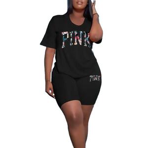 T-shirt pantaloncini da motociclista tute da ginnastica da donna 2 pezzi - Product Image 2