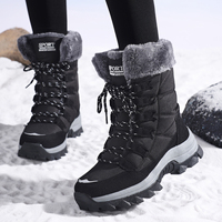 Bottes de neige hautes pour femme, mi-mollet, avec doublure en coton, semelle intérieure en EVA, confortables, imperméables, chaudes et rehaussantes