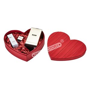 Caja de regalo con tapa y Base clásica de lujo para el Día de San Valentín, lazo de cinta con logotipo personalizado, cajas ciegas rígidas con forma de corazón de belleza romántica - Product Image 2
