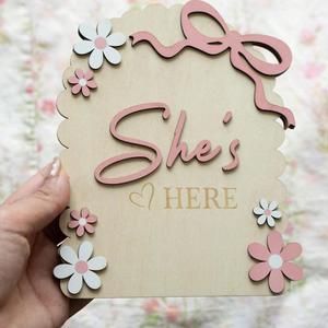 Uionen Letrero de Madera con Lazo Rosa para Hitos del Bebé, Regalo para Baby Shower, Recuerdo de Recién Nacido, Accesorio para Fotos para Mamá - Product Image 6