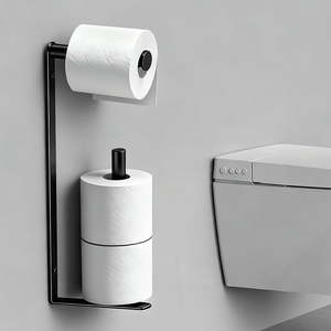 <span class=keywords><strong>Portarotolo</strong></span> <span class=keywords><strong>da</strong></span> Parete Salvaspazio Versatile con Supporto per 3 Rotoli di Carta Igienica per Bagno - Product Image 2