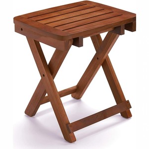 Folding Wooden <b>Stool</b> Solid Wood Rectangular Foldable Outdoor <b>Garden</b> Chair Small Curved Edge Design - Product Image 1