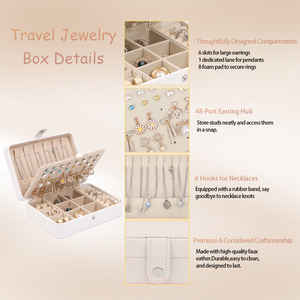 Boîte à bijoux portable double couche, motif carré simple, nouvelle collection, en cuir et velours, pour boucles <span class=keywords><strong>d</strong></span>'oreilles et bagues, 16x11x5cm, <span class=keywords><strong>fermeture</strong></span> à <span class=keywords><strong>boucle</strong></span> - Product Image 6