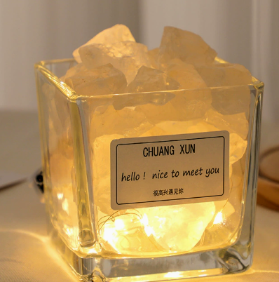 6cm square cup + white crystal stone + string lights