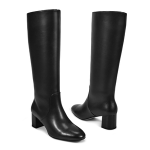 WETKISS Vente en gros d'usine <span class=keywords><strong>Bottes</strong></span> pour femmes à talon bloc bas, style Go-Go classique <span class=keywords><strong>années</strong></span> <span class=keywords><strong>70</strong></span>, à bout rond, en PU noir, hauteur genou, avec fermeture éclair - Product Image 3