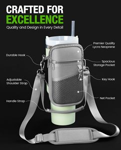 Portabotellas con bolsillo para teléfono para vaso Stanley de 40/30 oz, correa ajustable y mosquetón para accesorio de vaso Stanley - Product Image 2