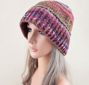 Nuevo gorro de pescador estilo <span class=keywords><strong>coreano</strong></span>, tejido con piel de conejo, a rayas, cálido para otoño e invierno. - Product Image 1