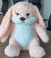 Jouets en peluche lapin en colère en fourrure douce écologique personnalisés, animaux de la ferme, jouets pour enfants, poupées mignonnes et amusantes à vendre