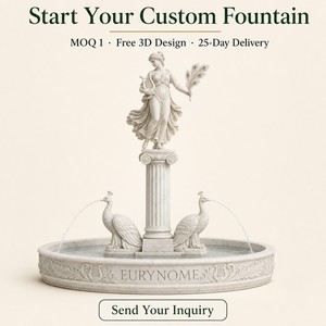 Fuente de Mármol Lishi con Estatua de la Diosa Eurynome, Lira y Plumas, OEM ODM, Decoración Acuática, Diseño 3D Personalizado para Hotel o Villa - Product Image 6