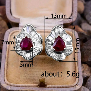 Pendientes de Oreja con Forma de Flor de Lágrima Roja para Mujer, Diseño Geométrico, Accesorios para el Día a Día - Product Image 4