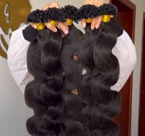 Dropshipping onbewerkt K-tip haarbundel dubbele weft rauw maagdelijk mensenhaar uit Cambodja Birma hoge kwaliteit Birmaans haar - Product Image 6