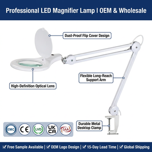 Swing Arm Hands Free <b>Clamp</b> Esthetician Magnifying Glass Working Task <b>Light</b> for Close Work Jewelry Repair Beauty Salon - Product Image 1
