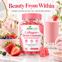 Gummies véganes de biotine à marque privée avec collagène pour la croissance des cheveux, la santé de la peau et des ongles, saveur personnalisée, faible MOQ, supplément de beauté en vrac