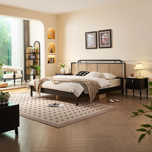 Кровати в стиле Ваби-Саби из экологически чистого массива дерева и натурального ротанга – двуспальные кровати размера King Size и Queen Size для отелей - Product Image 4