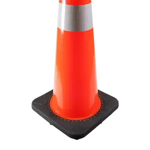 36'' Height PVC Traffic Cone Water-resistant And Durable Red Body With Bright Reflective Collars