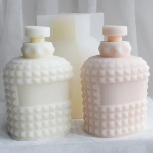 DIY 3D家居装饰香味大豆蜡蜡烛硅胶模具复古香水瓶蜡烛模具独特礼品