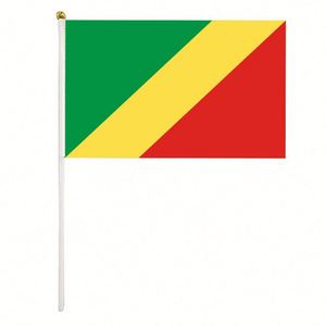 Drapeau à agiter à la main de la République démocratique du Congo en polyester personnalisé de haute qualité, 14x21cm, pour événements ou festivals - Product Image 4