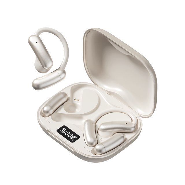 Open Ear Sports Wireless Earbuds IPX-5 Waterproof Digital Display HiFi Sound Noise Cancelling TWS Headset Removable Spare OWS