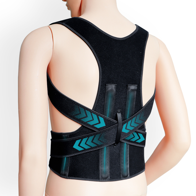 Adjustable Professional Adult Posture Corrector with Hook and Loop Closure Comfortable Neoprene Back Brace One Size Fits All