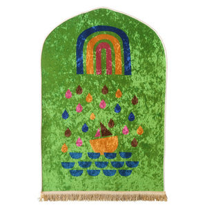 Tapis de prière islamique brodé et rembourré pour les petits enfants musulmans, respectueux de l'environnement, antidérapant, fabriqué en 100% polyester - Product Image 4