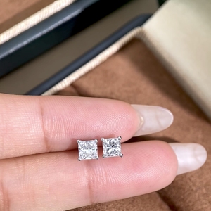Pendientes de diamantes de corte princesa cultivados en laboratorio, personalizados de fábrica, con certificado IGI, pendientes de corte múltiple personalizados, color DE, claridad VVS1/VS1 - Product Image 2