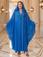 Abaya Musulmane D'Usine CCY Pas Chère, Robe Africaine en Mousseline de Soie Ornée de Strass et de Perles, Grandes Tailles pour Femmes