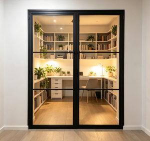 Custom Steel Glass Door Black Frame Interior Tempered Simple for Home Office Hotel - Product Image 1