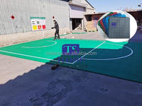 Terrain de basket-ball professionnel mobile TPV, dalles de sol emboîtables, revêtement de sol sportif extérieur