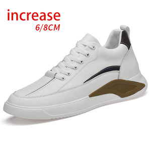 <b>Men's</b> High-Rise <b>Casual</b> Sports <b>Shoes</b> Trendy Two-Layer <b>White</b> Inner Color-Changing Striped Upper with Mesh Lining Height Increasing - Product Image 1