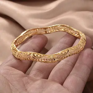 Indian Gold Color Bangles Dubai Bride Wedding Party Bracelet Jewelry Gifts Arabic Charm Bangles Wholesale