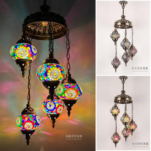 Lampadario a Sospensione LED Etnico Turco a 5 Teste, Fatto a Mano con Mosaico, Misura Media, Altezza Regolabile per Hotel, Ristoranti e Soggiorni - Product Image 4