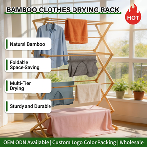 Séchoir à linge en bois multi-niveaux peu encombrant, 6 niveaux, multifonctionnel, grand support de séchage pour vêtements, pour intérieur et <span class=keywords><strong>extérieur</strong></span> - Product Image 1