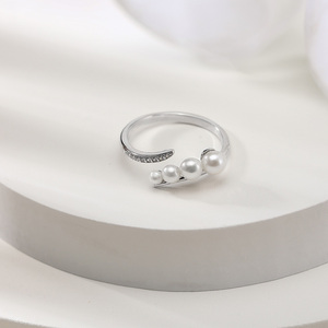 GPR07 RINNTIN Real 925 plata esterlina AAAA CZ cultivadas de agua dulce pera ajustable anillo de oro - Product Image 6