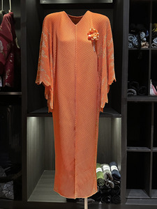 High-end Plus-size Casual Dress Pleated Dragon Fish <strong>Scale</strong> Design Solid Color V-neck Batwing Sleeve Loose Elegant For Autumn - Product Image 6