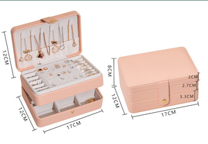 Benutzer definierte Logo 2-lagige Schmucks cha tulle Travel Pu Leder Schmucke tui Organizer für Frauen Mädchen Ringe Ohrringe Halskette Aufbewahrung display - Product Image 5