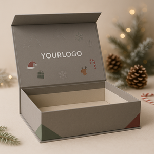 Boîte cadeau de Noël pliable en matériaux recyclés, doublure en éponge, emballage en papier rigide personnalisé, fermeture magnétique pour cadeaux de fêtes - Product Image 3