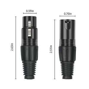 Connecteur de microphone XLR à 3 broches, prise mâle femelle, diamètre de 0,59 pouces, connecteur audio-vidéo pour utilisation avec microphone - Product Image 1