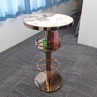 Meubles de boîte de nuit au design moderne, fête, KTV, cocktail, luxe, acier inoxydable, tables rondes hautes VIP pour boîte de nuit