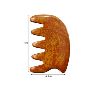 Menghaluskan perawatan kesehatan kecantikan sisir pijat batu Bian merah alami pemijat kepala alat pijat kulit kepala sisir Gua Sha rambut - Product Image 1