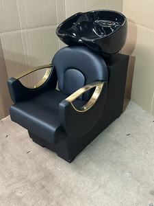 Black Gold Beauty Salon Furniture Set Hairdressing <b>Basin</b> Salon Hairdressing Equipment Styling Chair Shampoo Bowl - Product Image 5