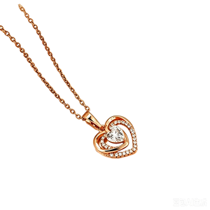 Collana con Doppio Cuore in Lega d'Oro Rosa 18K Personalizzata con Incisione, Ciondolo con Zirconi, Regalo per San Valentino o Matrimonio - Product Image 1