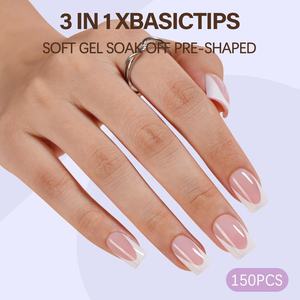 150Pcs Deep French <span class=keywords><strong>Gel</strong></span> Nail Tips Doux Pré-formé Court Carré <span class=keywords><strong>Faux</strong></span> <span class=keywords><strong>Ongles</strong></span> Pas Besoin De Fichier <span class=keywords><strong>Ongles</strong></span> Artificiels - Product Image 3