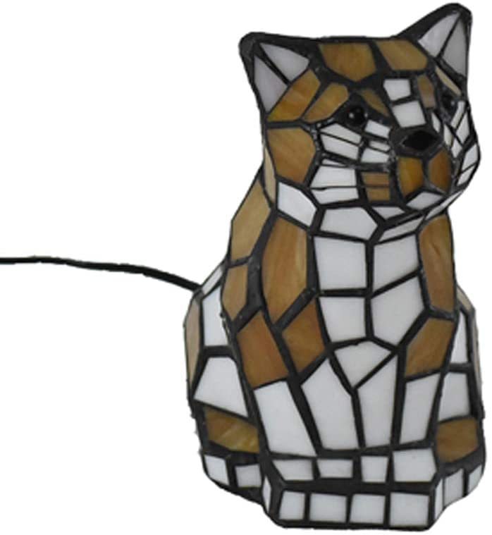 Stained Glass Cat Lamp, 3D Cute Pet LED Nightlight For Bedroom, Cozy Warm Glow Resin Desk Lamp For Living Room Shelf Decor
