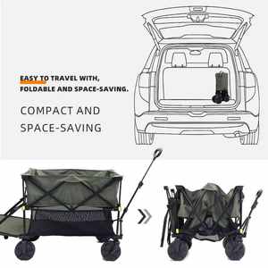 Carro de caravana de dos pisos más con carro de remolque plegable para recoger el carro de picnic empujado a mano de viaje - Product Image 3