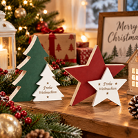 Décoration de Noël Pafu pour cheminée et table, 2 styles, motif étoile, Joyeux Noël, en bois rustique