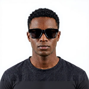Men's Full Rim Rectangle <b>Sunglasses</b> UV400 Protection Fashion Casual Style Black Frame Dark Lenses Adult - Product Image 1