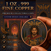 Pièce de collection médiévale Paladin en cuivre fin .999 de 1 oz, médaillon commémoratif personnalisé avec portrait de guerrier dragon, vente en gros