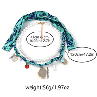 Nouveau Collier Pendentif Double Couche en Tissu Noué avec Perles d'Imitation Arabes de Luxe et Alliage, Collection 2027