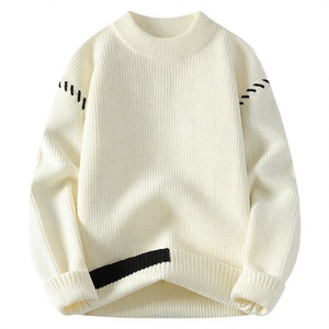 Suéter de Punto para Hombre, Cuello Redondo, Manga Larga, Antiarrugas, Diseño Trenzado, Color Sólido, Poliéster/Algodón, para Invierno - Product Image 2